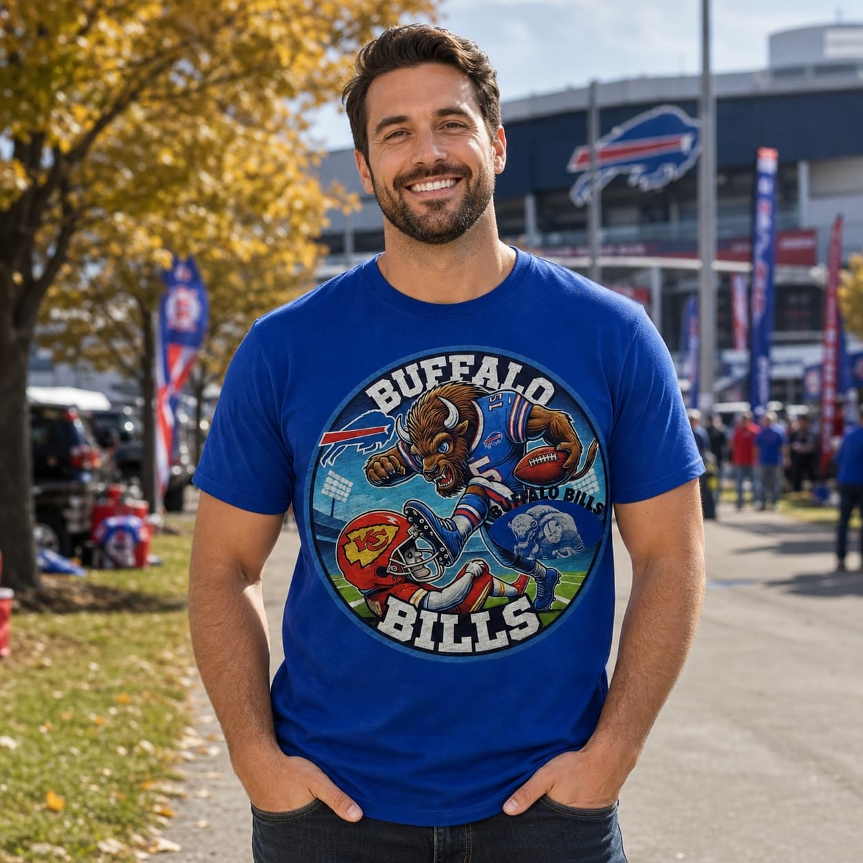 Buffalo Bills vs. Kansas City Chiefs Exclusive Retro Rivalries Football Artwork Shirt
