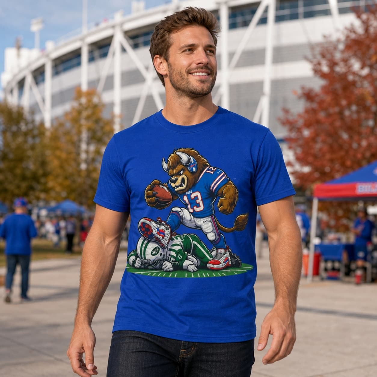 Buffalo Bills vs. New York Jets Exclusive Retro Rivalries Football Throwback Artwork Shirt