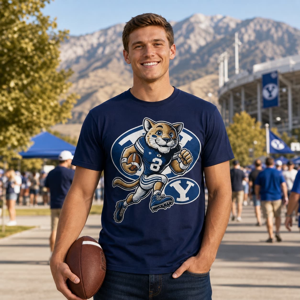 BYU Cougars Exclusive Brigham Young Retro Football Artwork Shirt