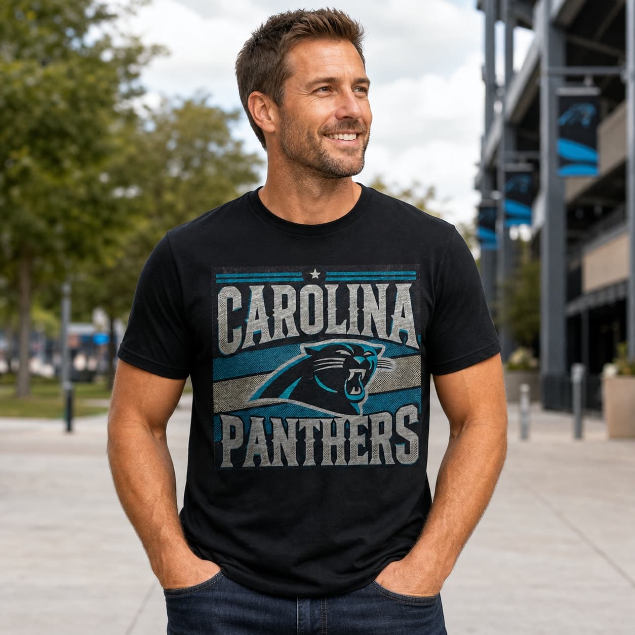 Carolina Panthers Exclusive Retro Football Artwork Shirt