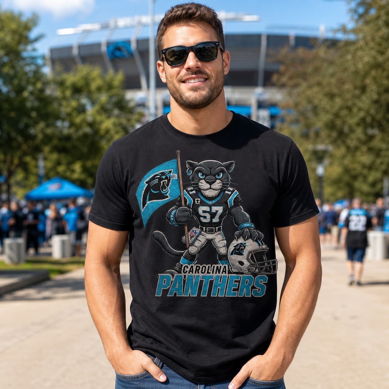 Carolina Panthers Exclusive Retro Football Flag Artwork Shirt