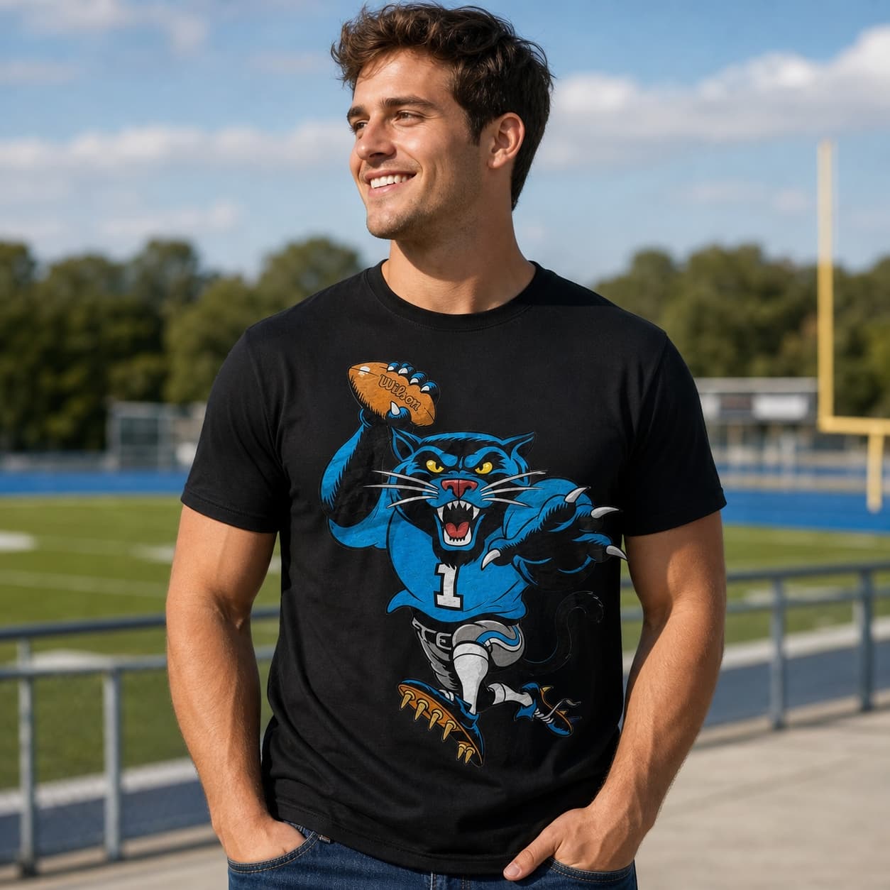 Carolina Panthers Mascot Retro Football 1995 Artwork Shirt