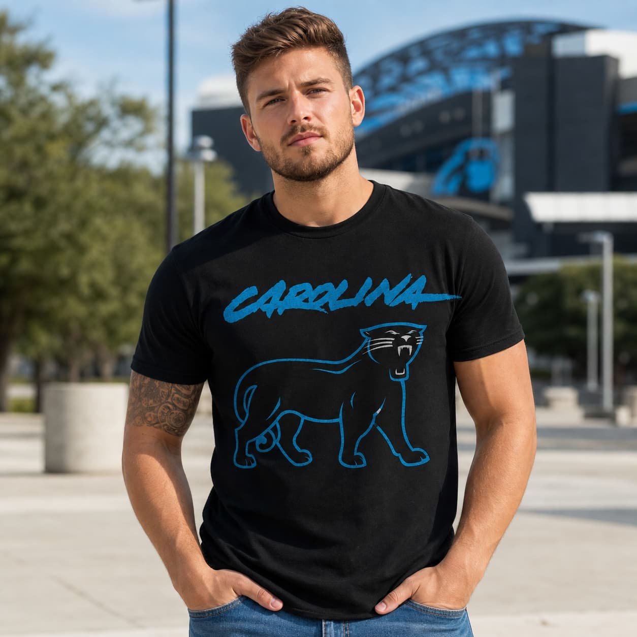 Carolina Panthers Retro Football Mascot Artwork Shirt