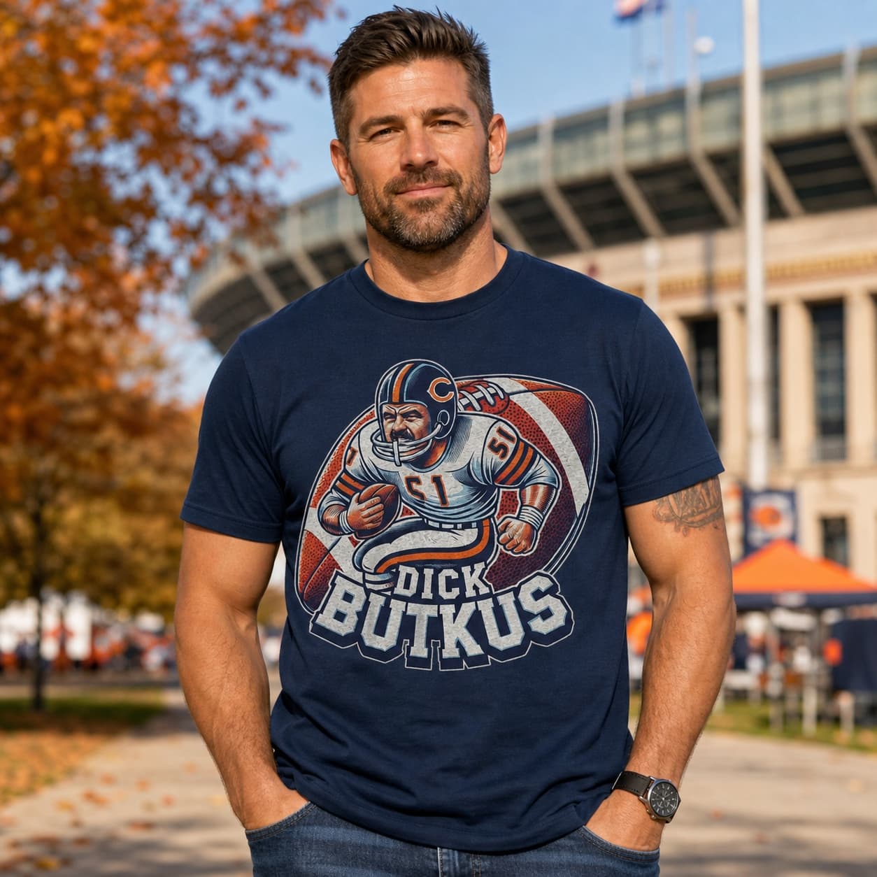 Chicago Bears Dick Butkus Exclusive Retro Football Artwork Shirt