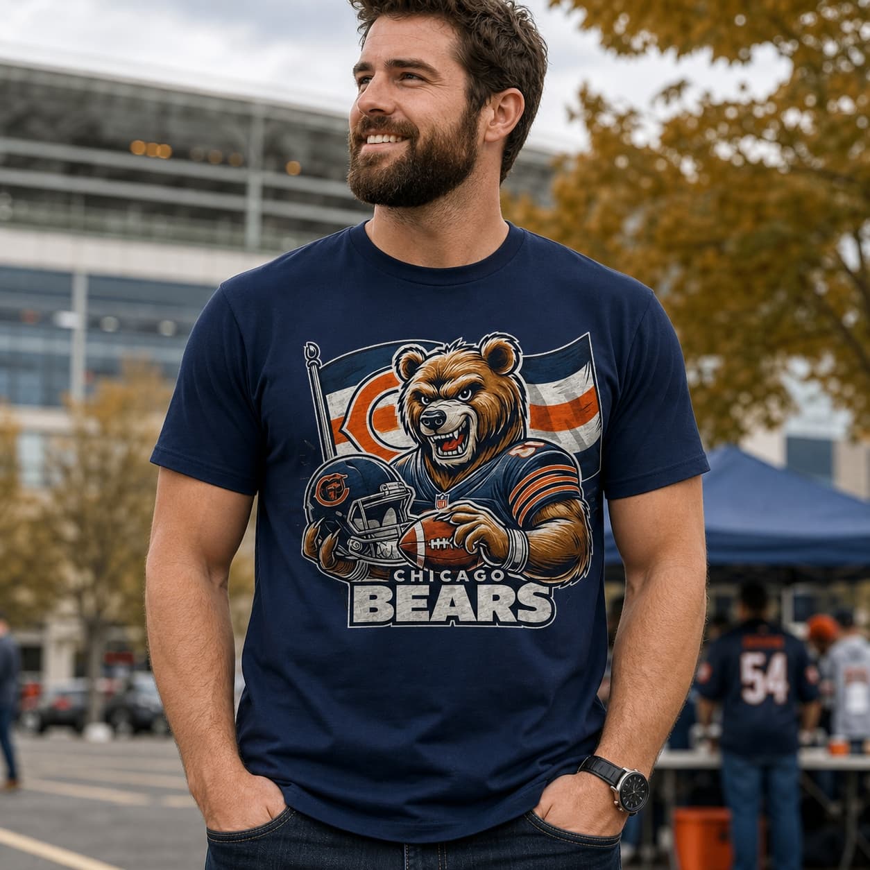 Chicago Bears Exclusive Retro Football Flag Artwork Shirt