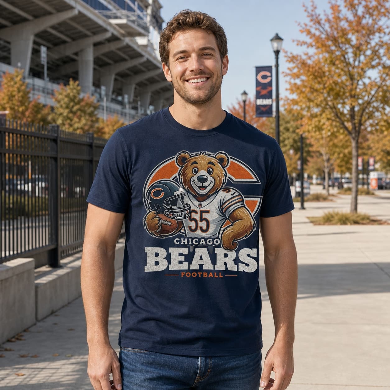 Chicago Bears Exclusive Retro Football Helmet Artwork Shirt