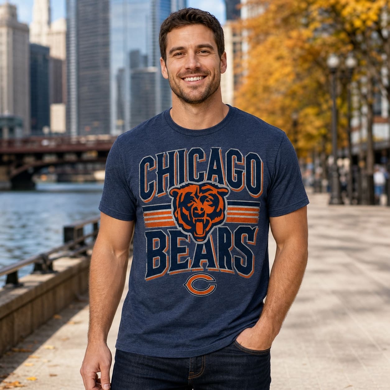 Chicago Bears Exclusive Retro Football Team Artwork Shirt