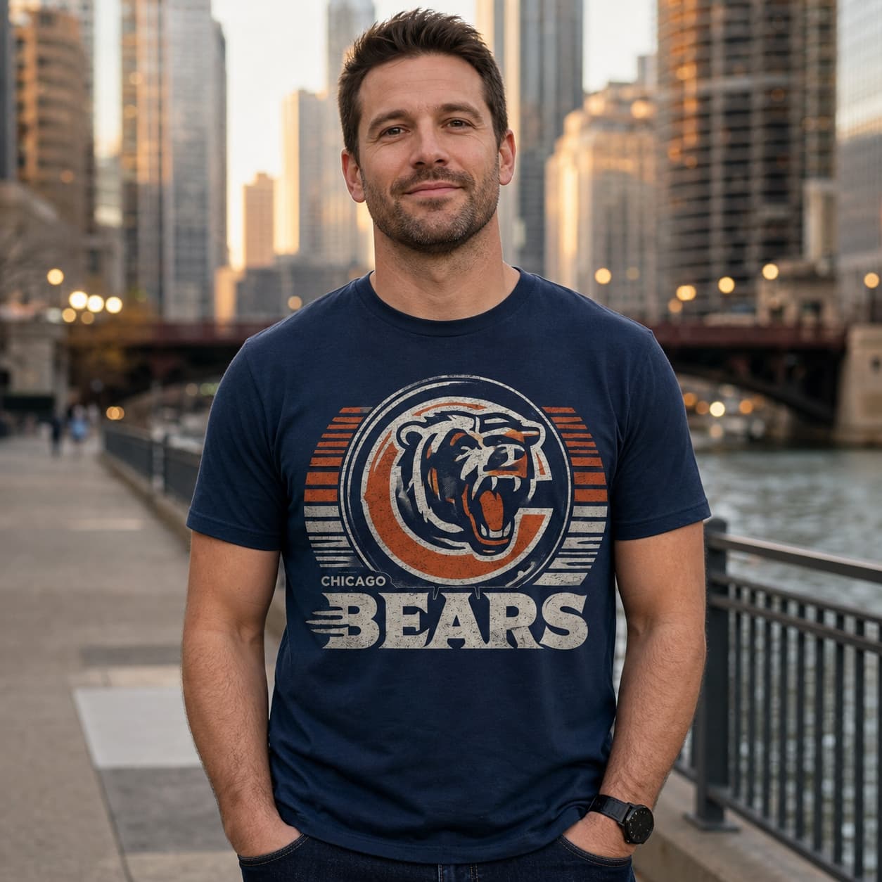 Chicago Bears Exclusive Retro Football Team Logo Artwork Shirt