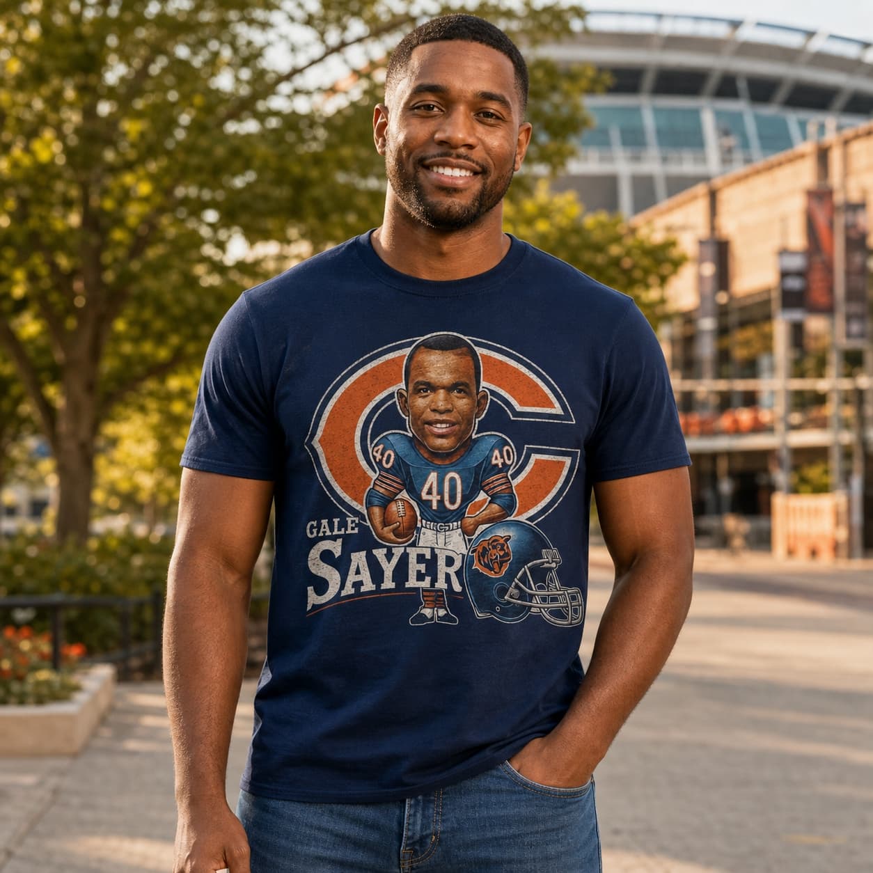 Chicago Bears Gale Sayers Exclusive Retro Football 1965 Artwork Shirt