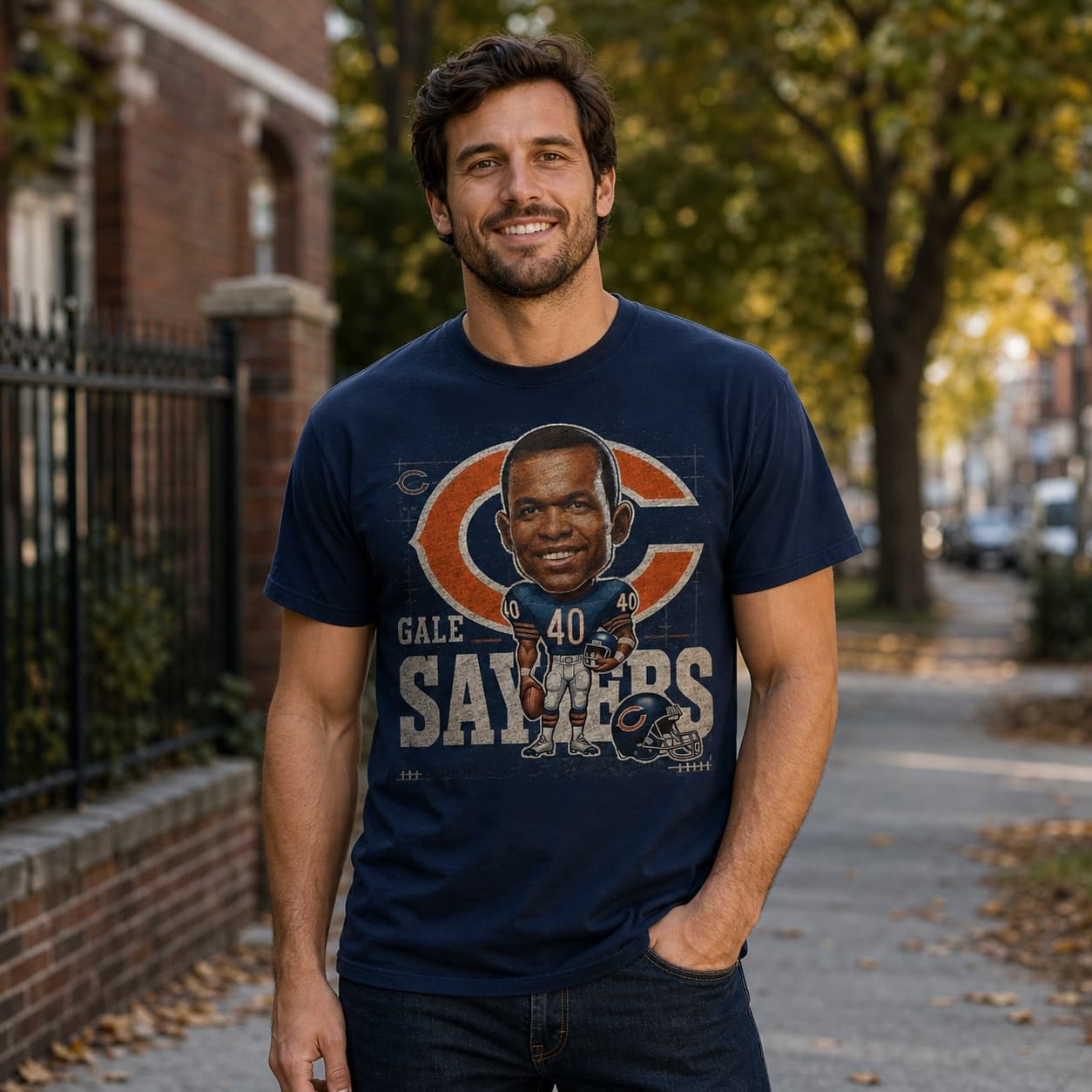 Chicago Bears Gale Sayers Exclusive Retro Football 1967 Artwork Shirt