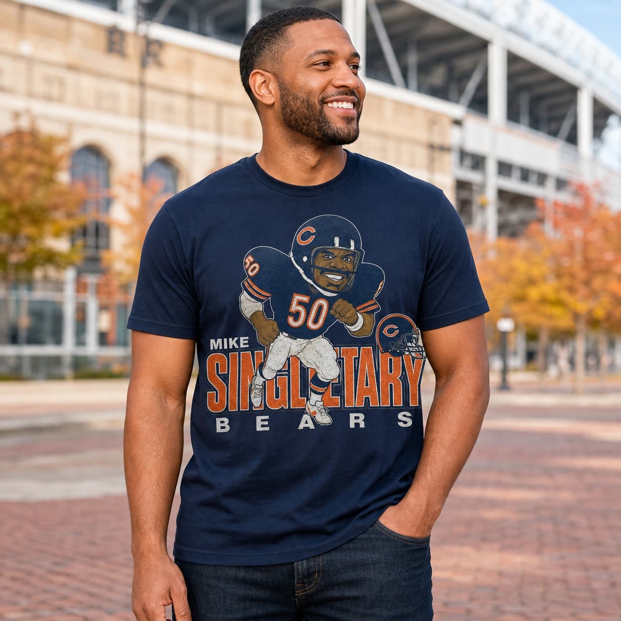 Chicago Bears Mike Singletary Super Bowl Exclusive Retro Football 1985 Artwork Shirt
