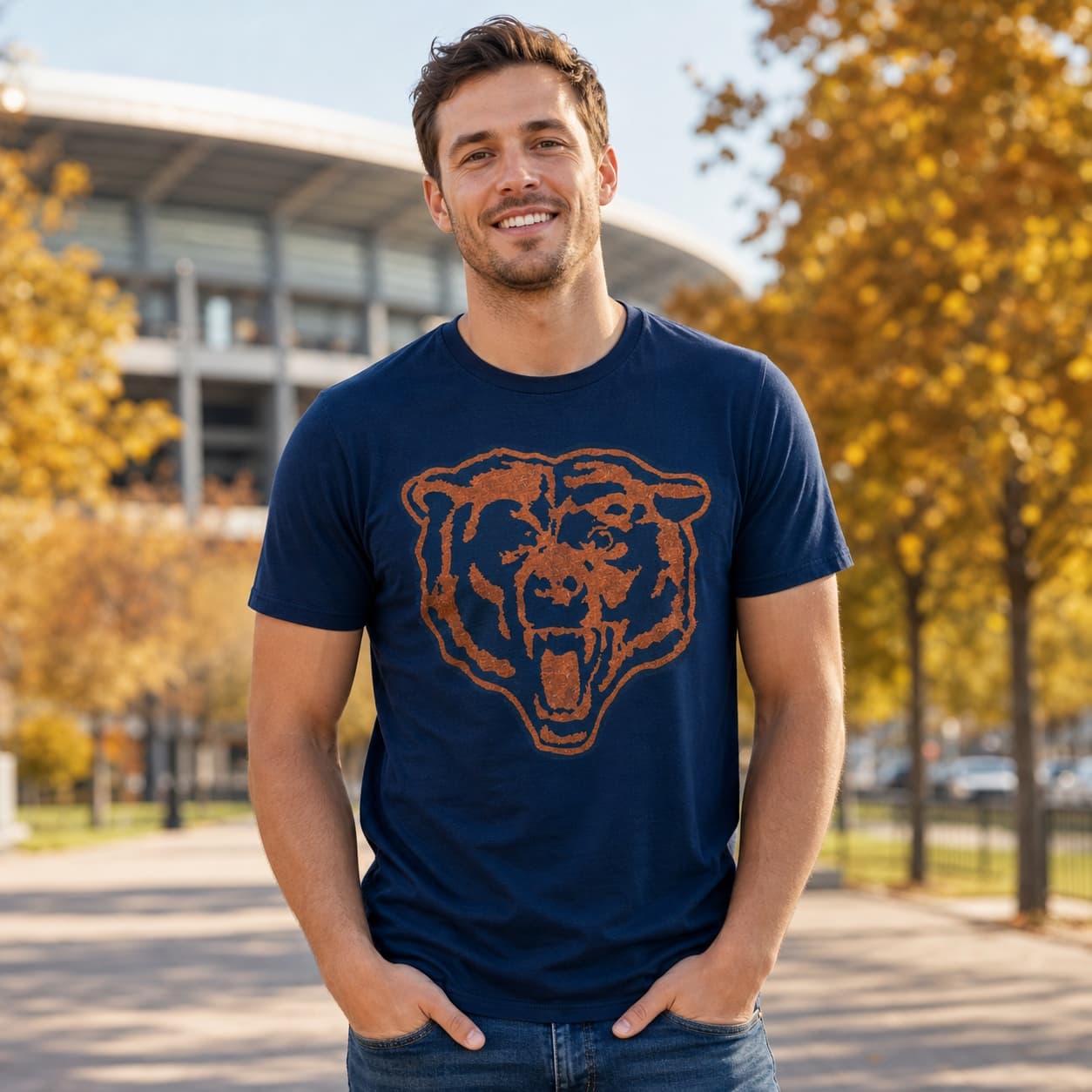 Chicago Bears Retro Football 1946 Artwork Heather T-Shirt