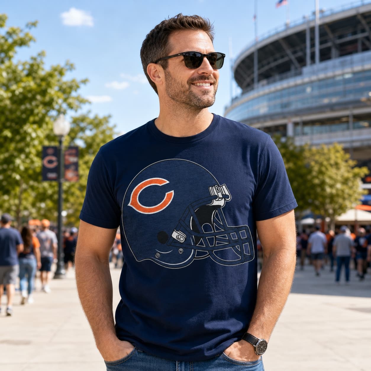 Chicago Bears Retro Football Helmet 1985 Artwork Shirt