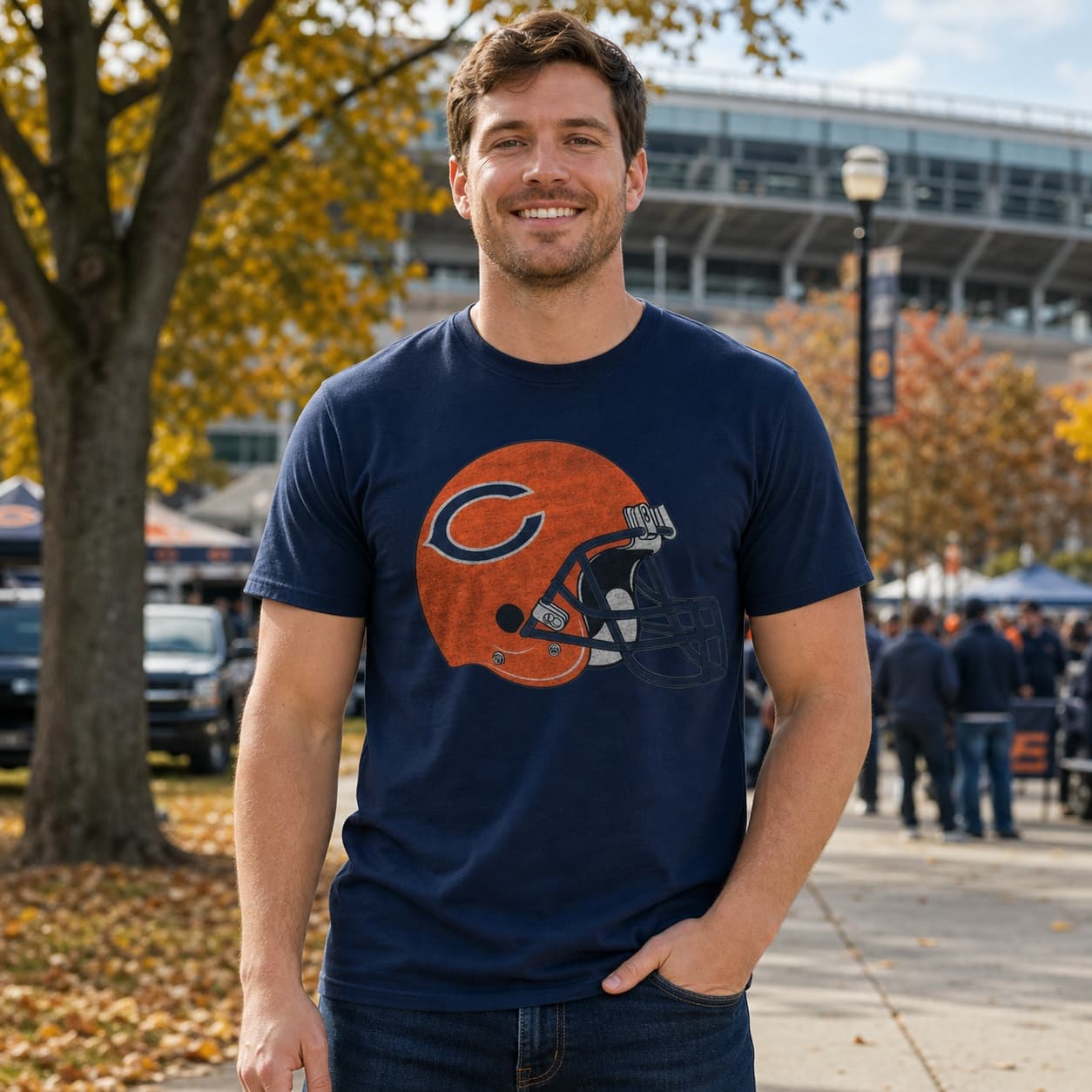 Chicago Bears Retro Orange Football Helmet 1985 Artwork Shirt