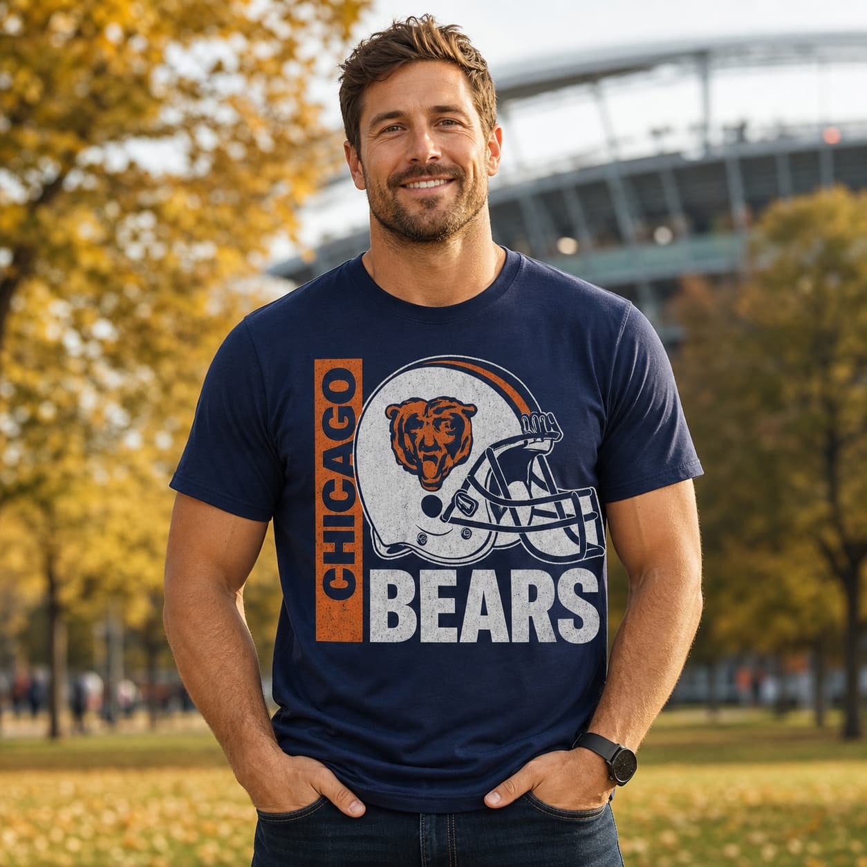 Chicago Bears Retro Rivals Football Helmet Artwork Shirt