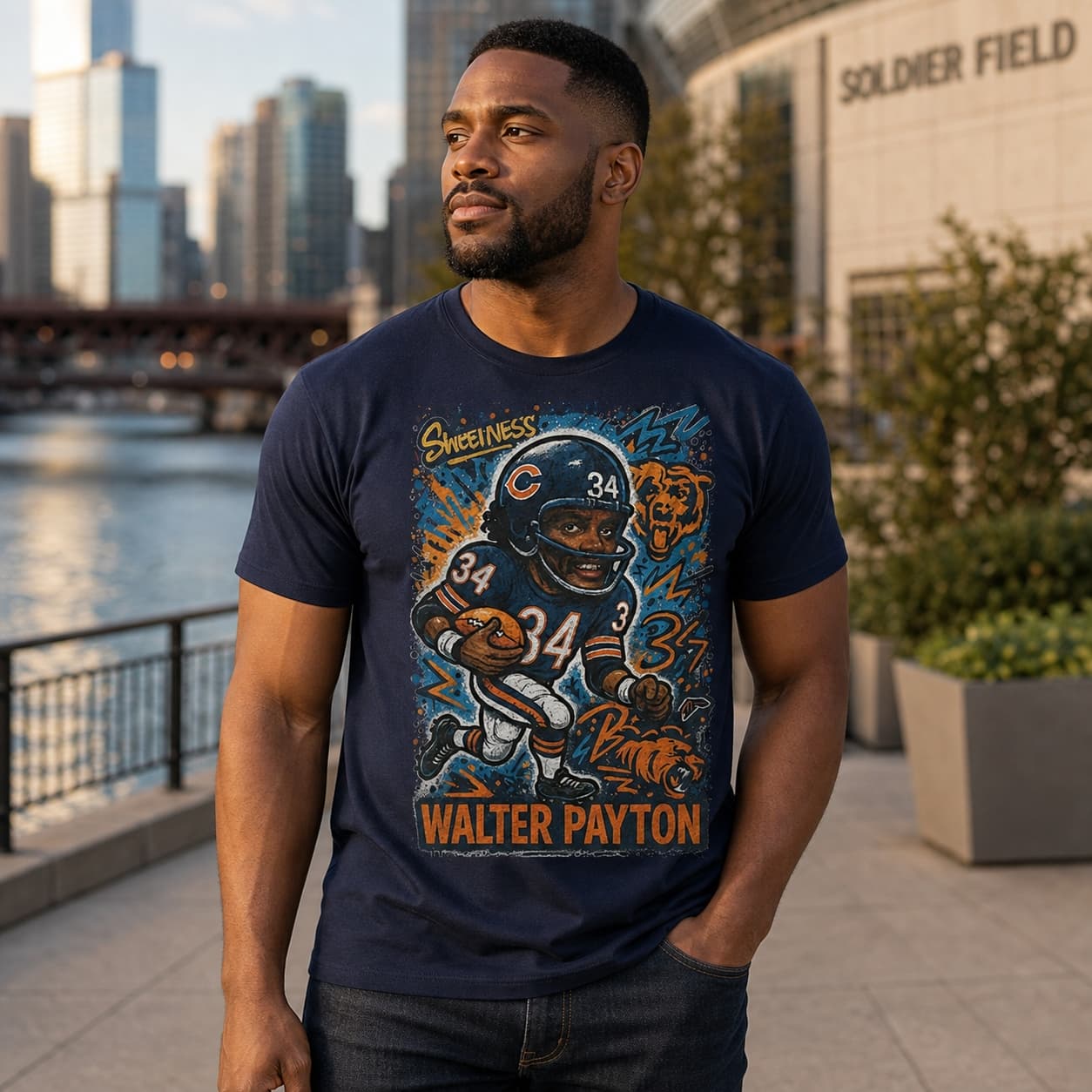 Chicago Bears Walter Payton Sweetness Exclusive Caricature Football Artwork Shirt