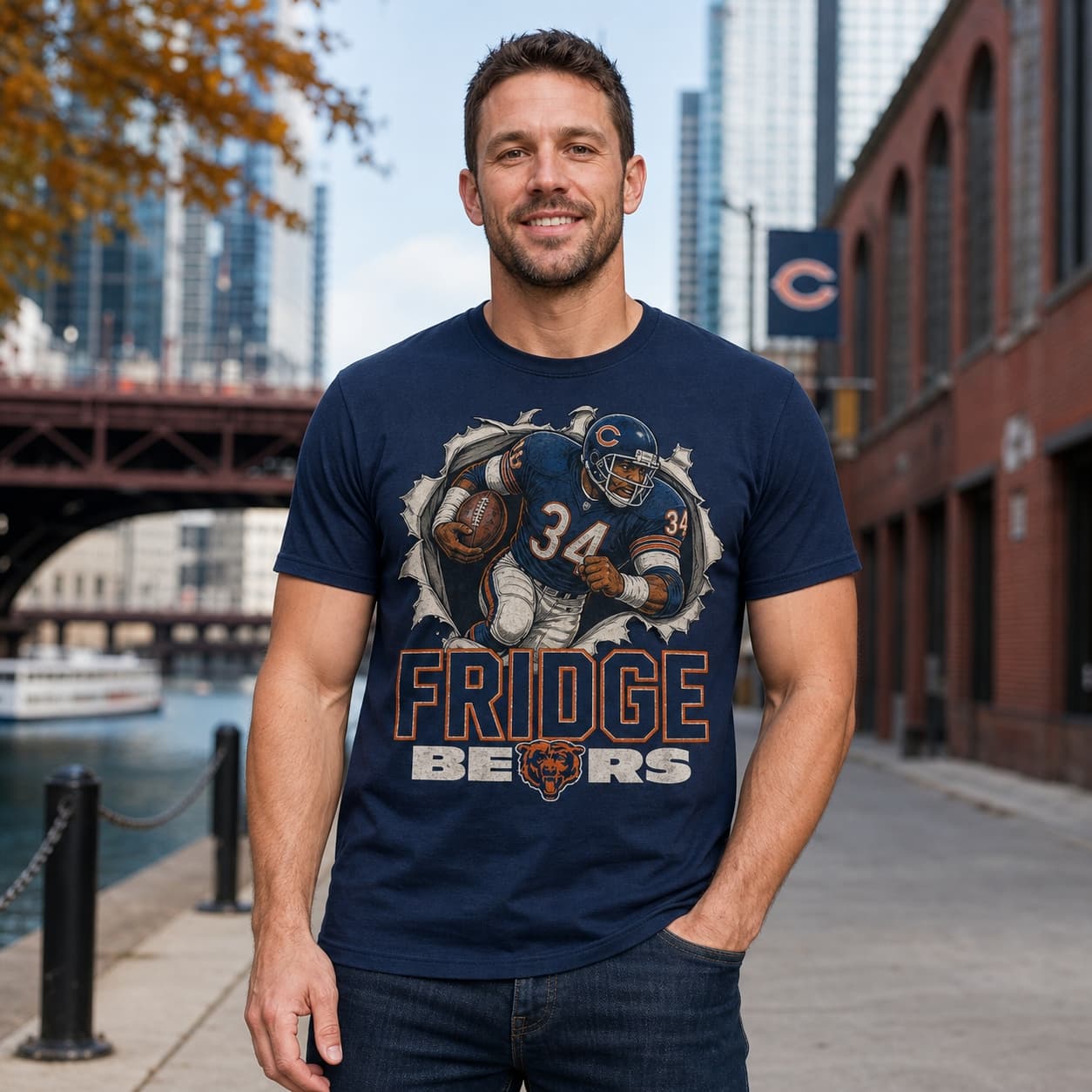 Chicago Bears William Fridge Perry Retro Football 1985 Artwork Shirt