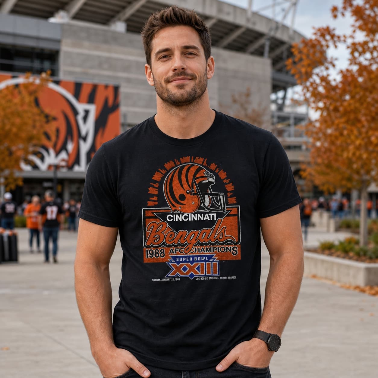 Cincinnati Bengals AFC Champs Retro Football 1988 Artwork T-Shirt