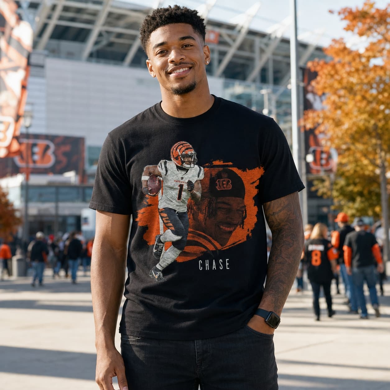 Cincinnati Bengals Ja’Marr Chase Exclusive Retro Football Artwork Shirt