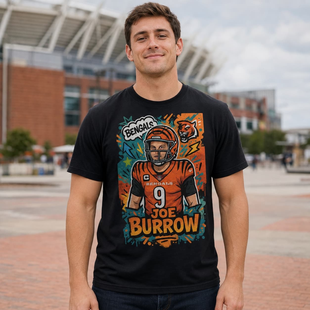 Cincinnati Bengals Joe Burrow Exclusive Caricature Football Artwork Shirt