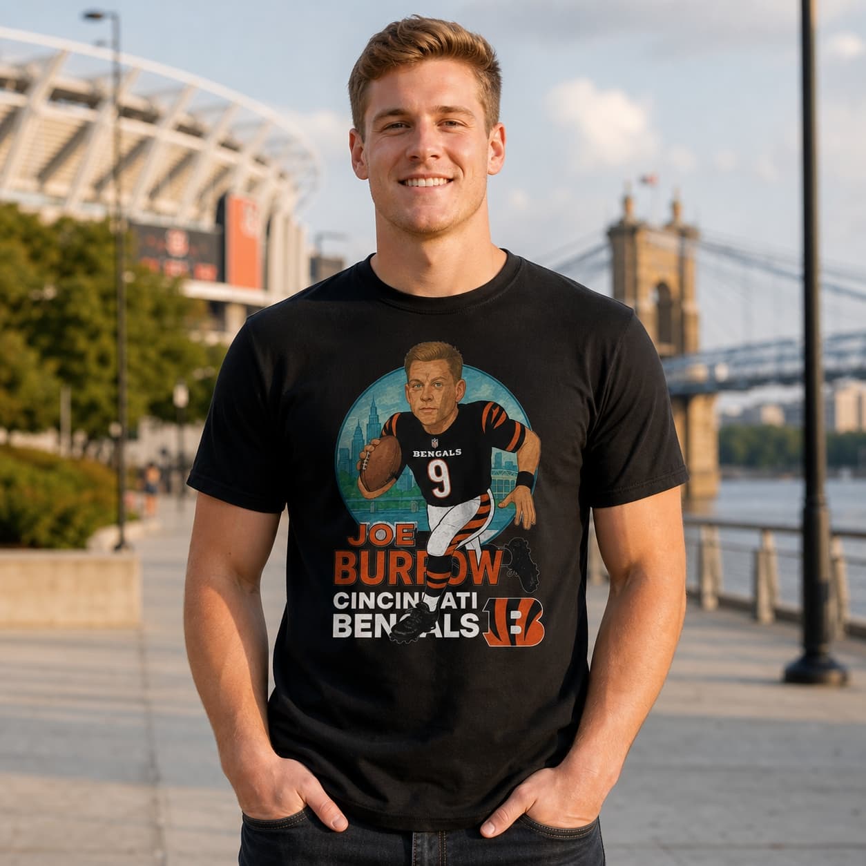 Cincinnati Bengals Joe Burrow Exclusive Retro Football Jungle City Artwork Shirt