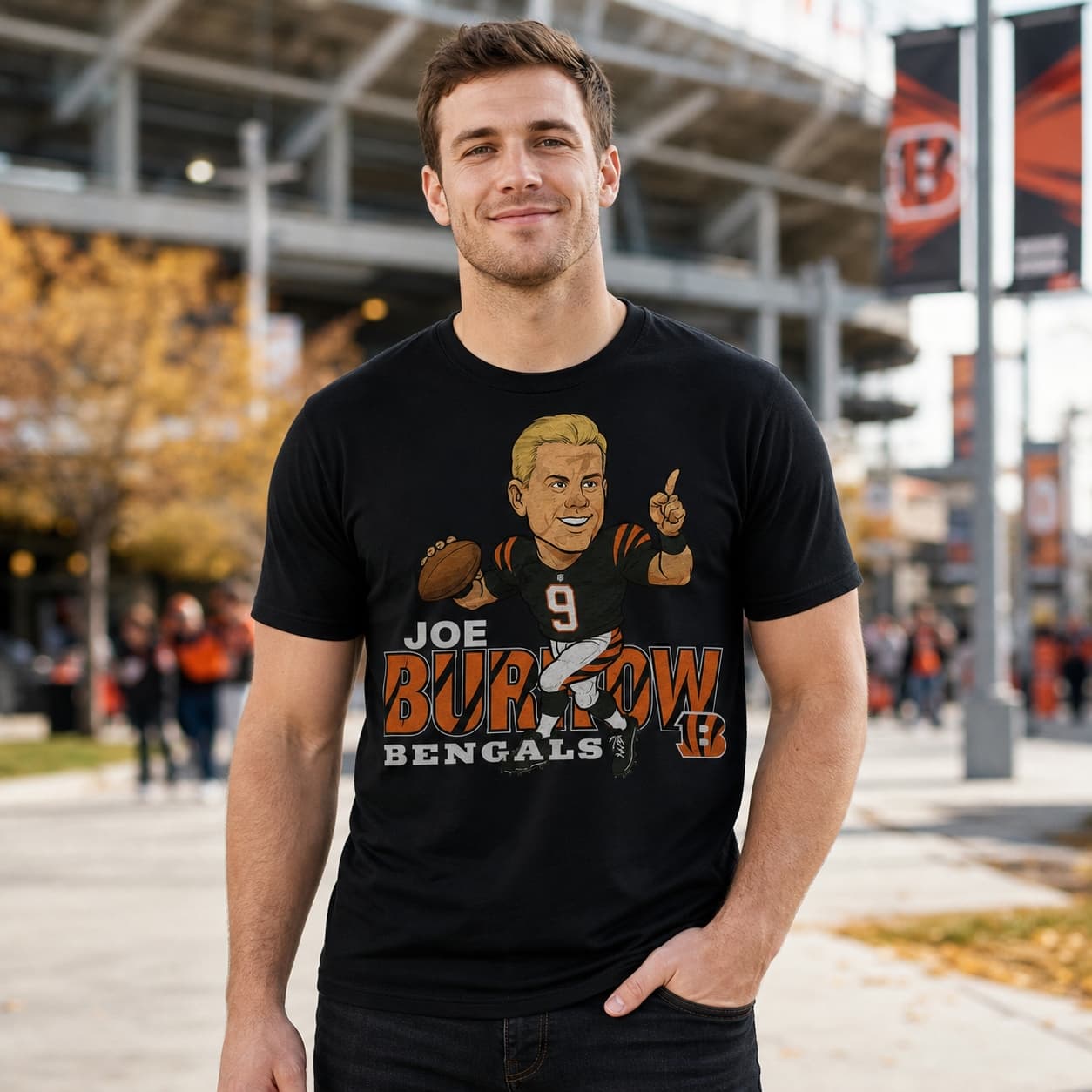 Cincinnati Bengals Joe Burrow Shady Retro Football Artwork Shirt