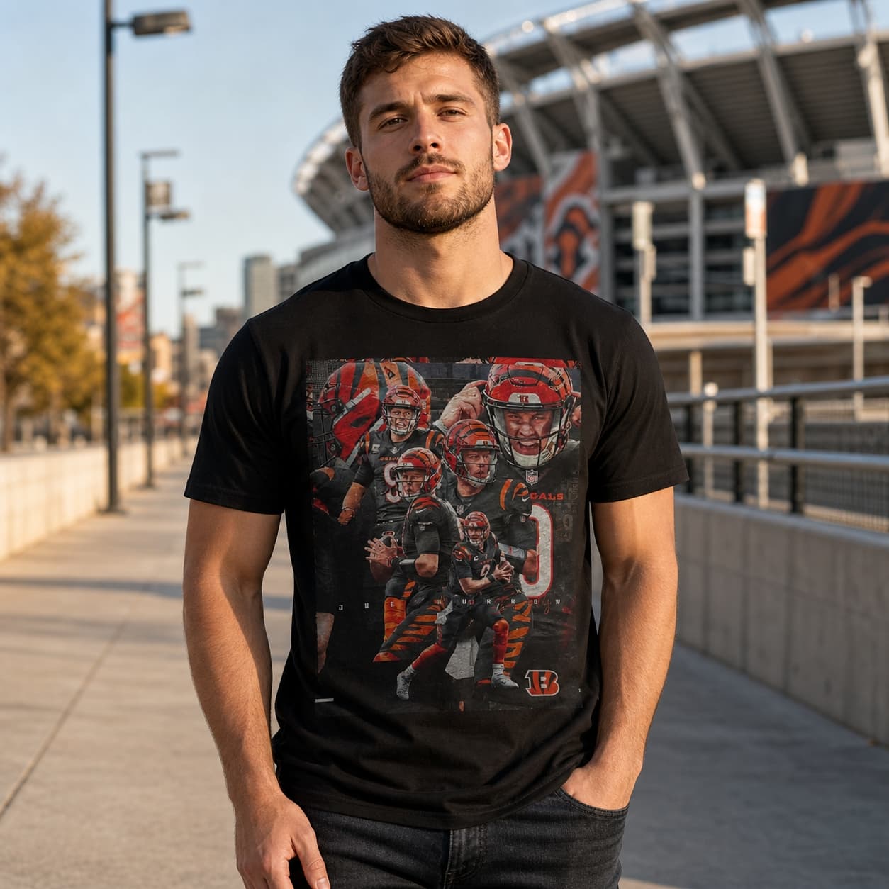 Cincinnati Bengals QB Joe Burrow Exclusive Retro Football Artwork Shirt