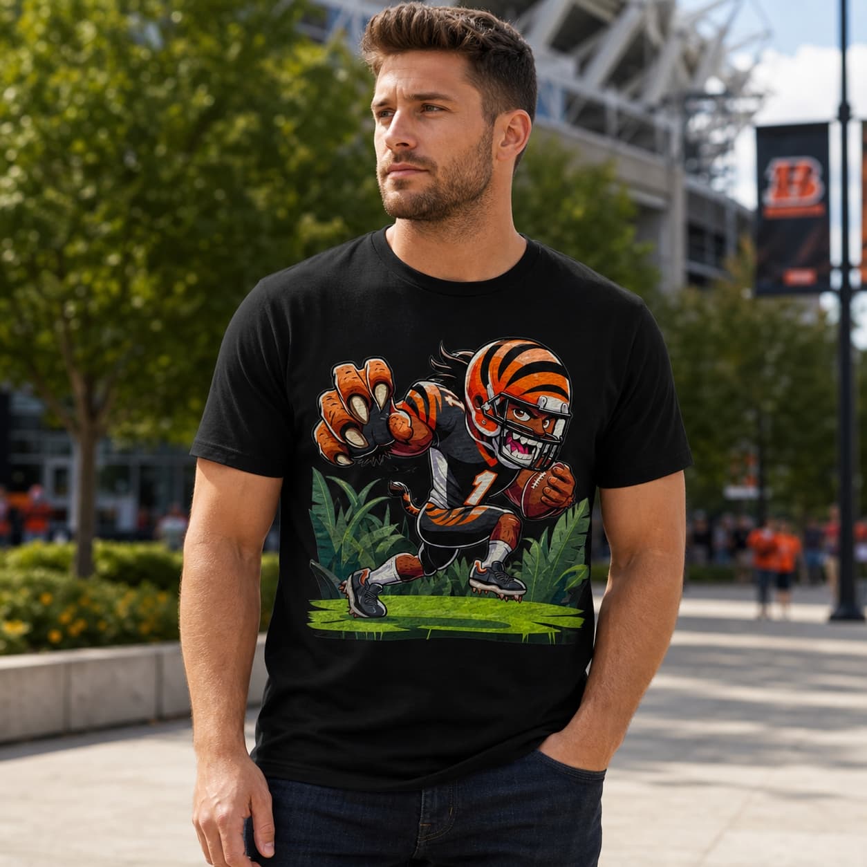 Cincinnati Bengals Retro Chase Football Jungle Artwork Shirt