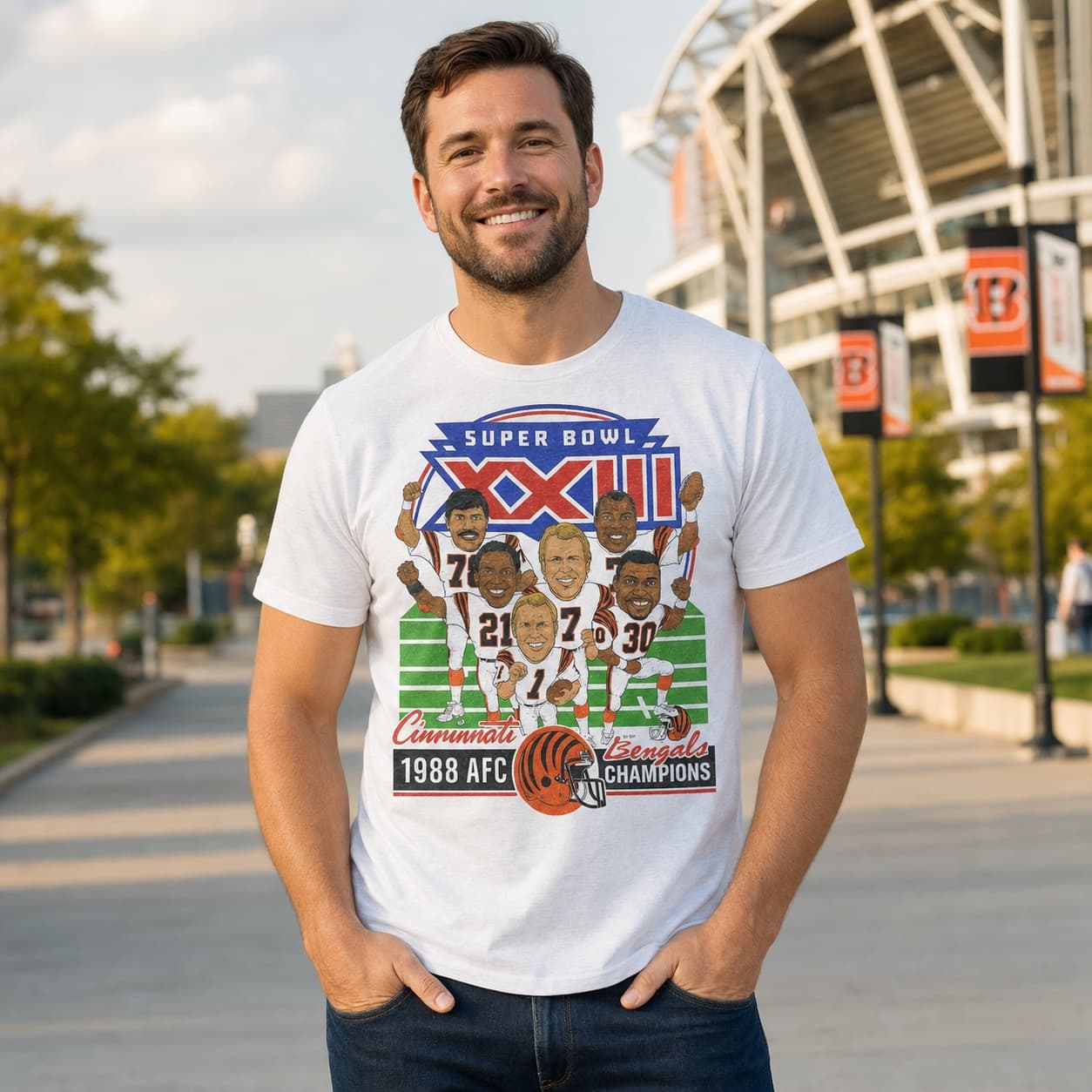 Cincinnati Bengals Super Bowl XXIII AFC Champions Retro Football 1988 Artwork Shirt