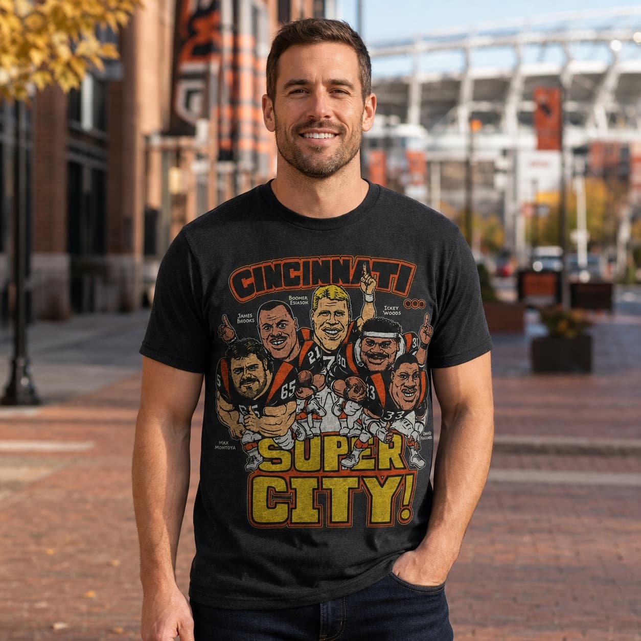 Cincinnati Bengals Super City Boomer Ickey Retro Football 1988 T-Shirt