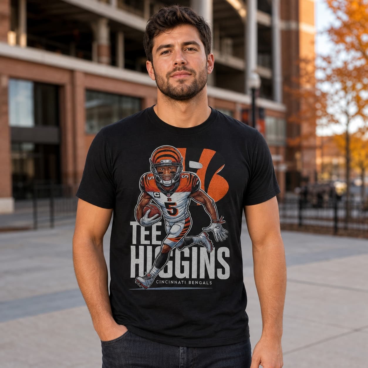 Cincinnati Bengals Tee Higgins Exclusive Retro Football Artwork Shirt