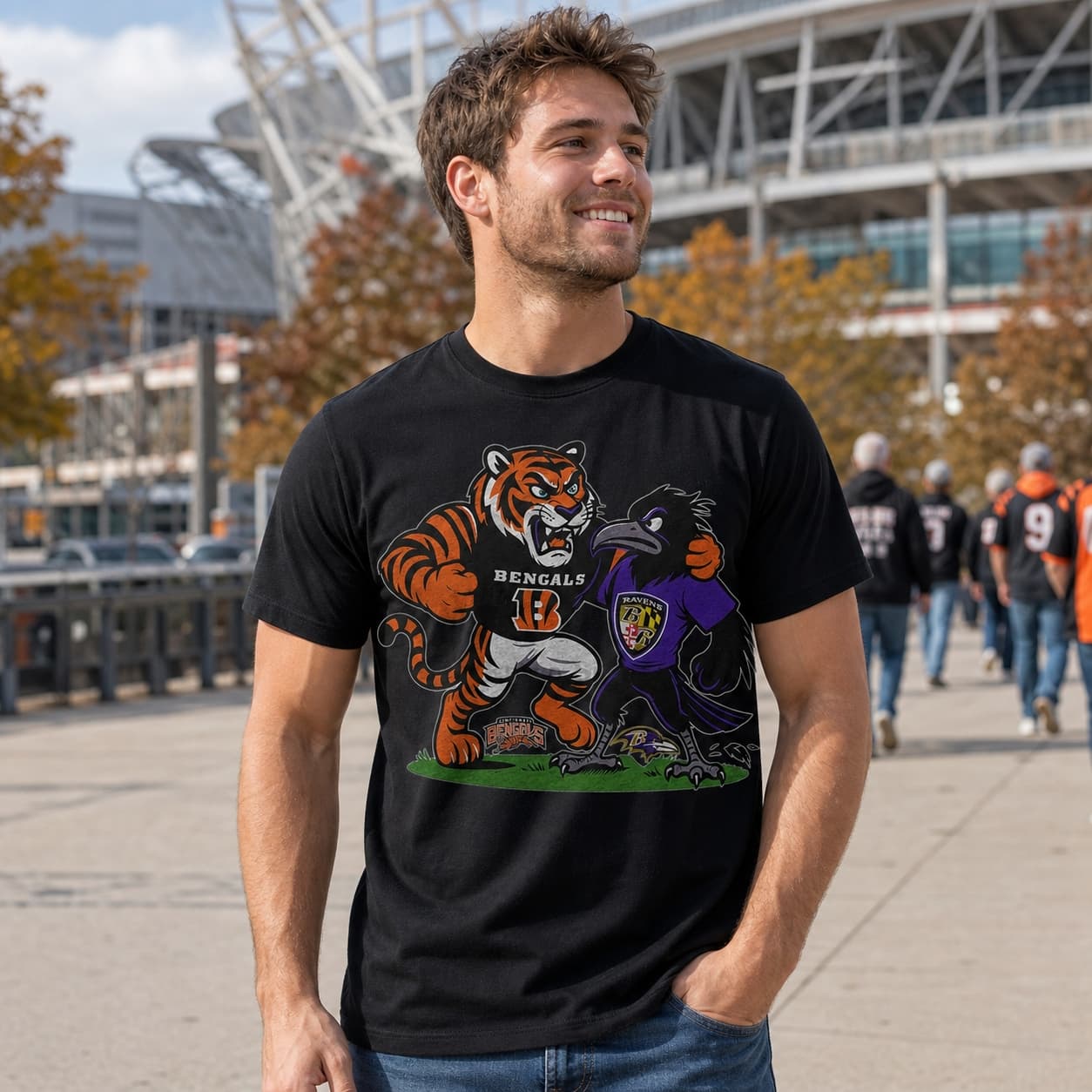 Cincinnati Bengals vs. Baltimore Ravens Retro Rivalries Football Artwork Shirt