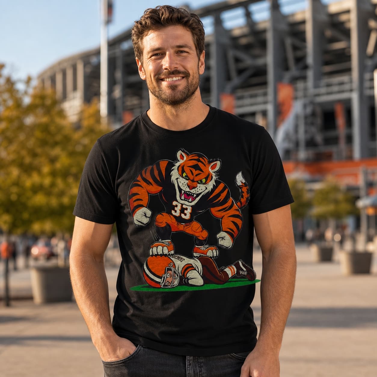 Cincinnati Bengals vs. Cleveland Browns Retro Rivalry Football Mascot Artwork Shirt