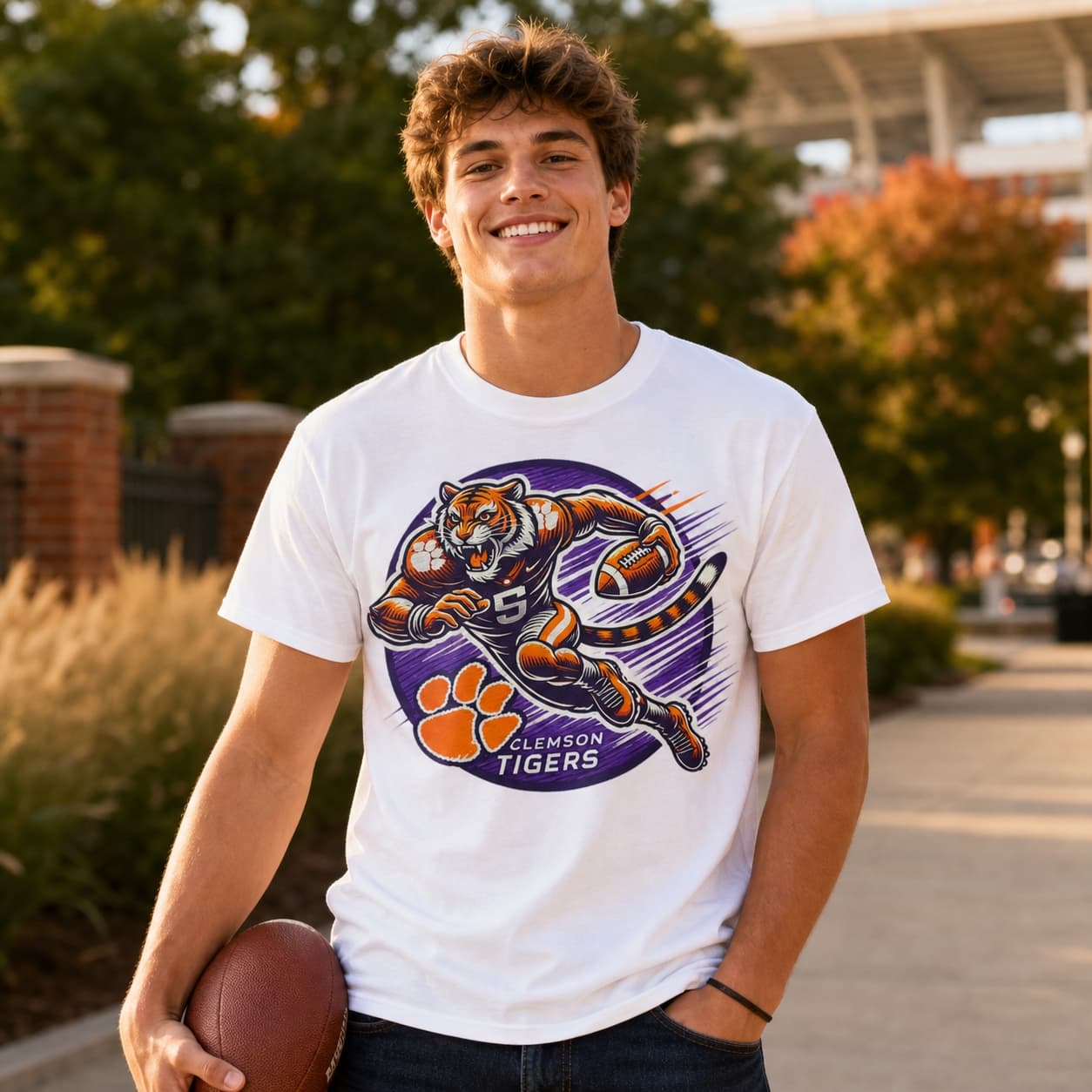 Clemson Tigers Exclusive Retro Football Circle Artwork Shirt