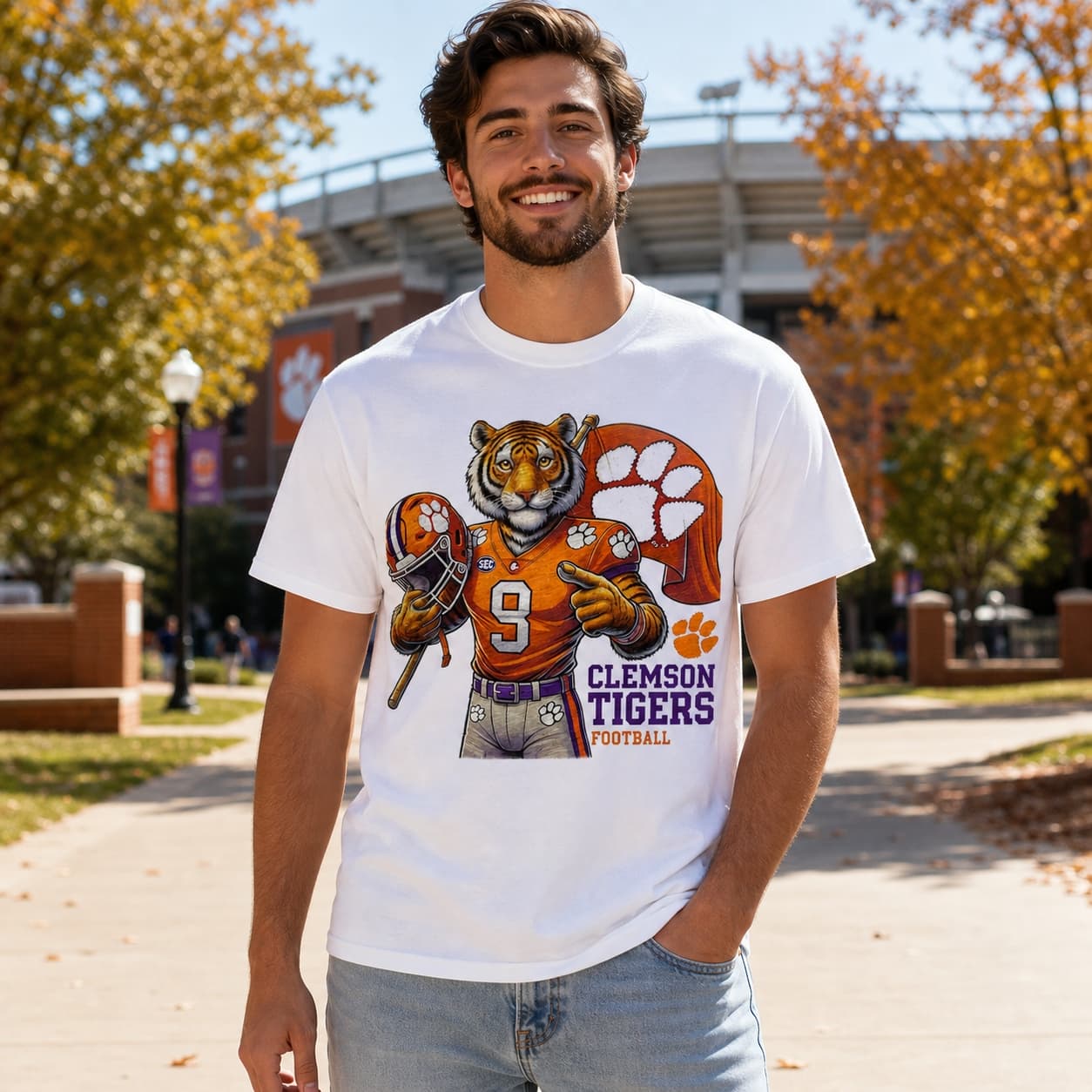 Clemson Tigers Exclusive Retro Football Flag Artwork Shirt