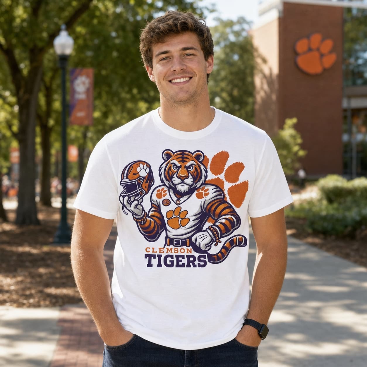 Clemson Tigers Exclusive Retro Football Helmet Artwork Shirt