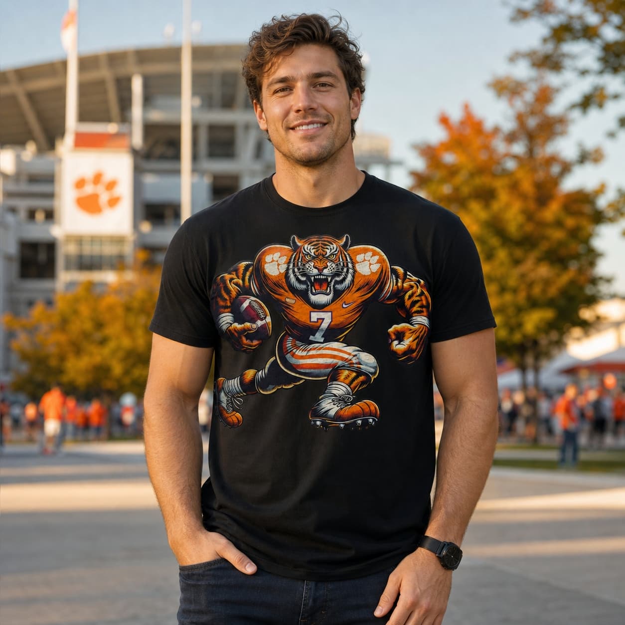 Clemson Tigers Exclusive Retro Football Mascot Artwork Shirt