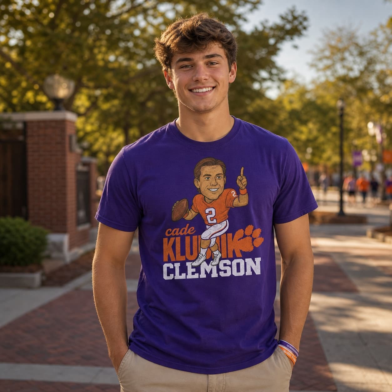 Clemson Tigers QB Cade Klubnik Exclusive Retro Football Artwork Shirt