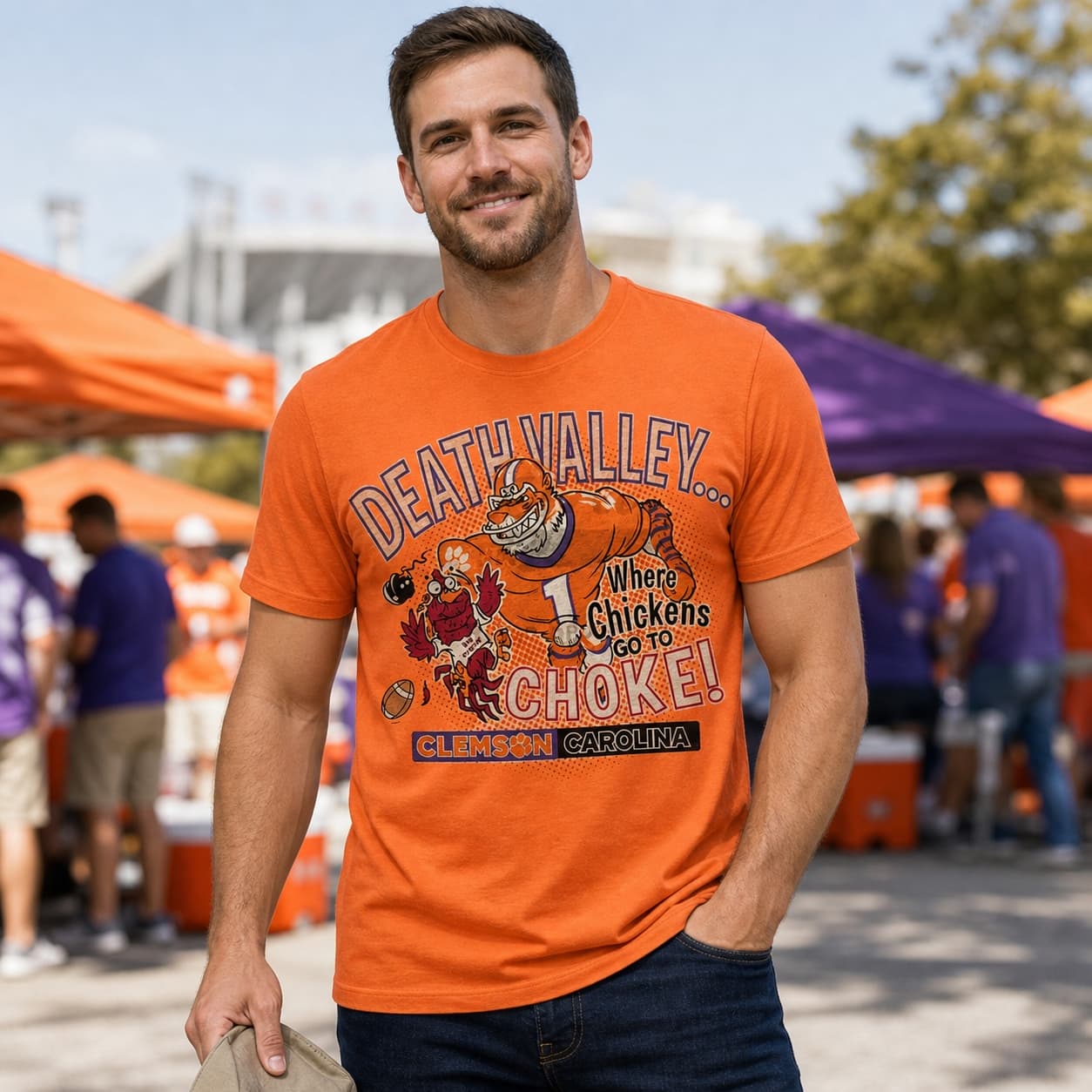 Clemson Tigers vs. South Carolina Gamecocks Retro Rivals Death Valley Football Artwork Shirt