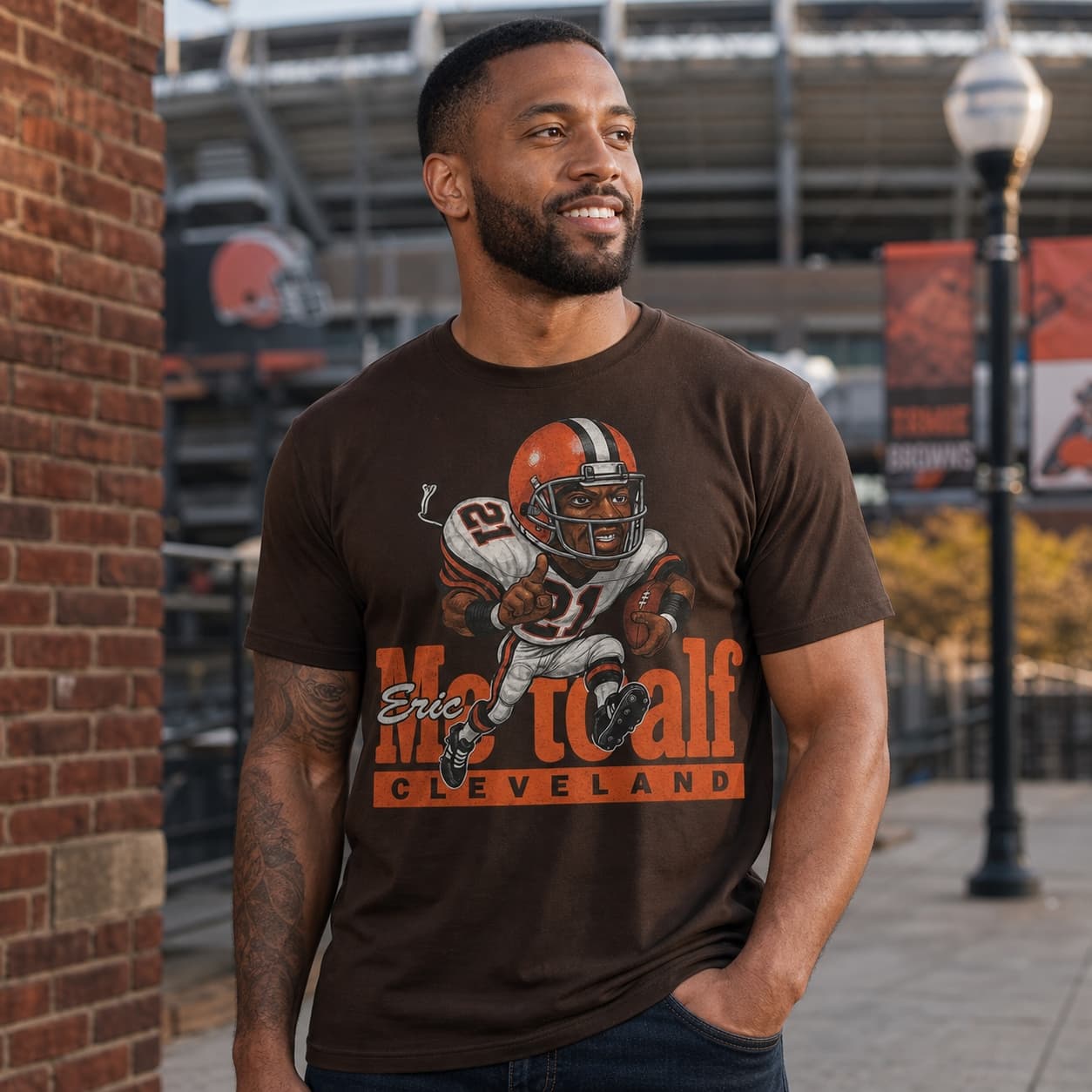 Cleveland Browns Eric Metcalf Exclusive Retro Football 1990 Artwork Shirt