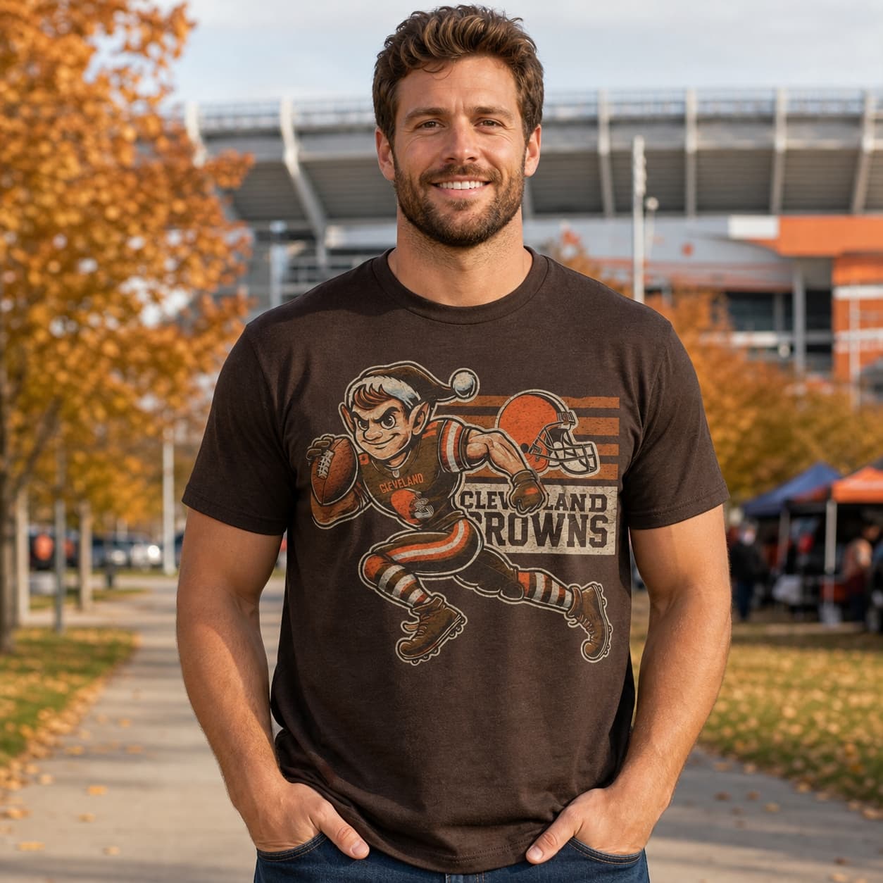 Cleveland Browns Exclusive Retro Brownie Mascot Mania Football Artwork Shirt