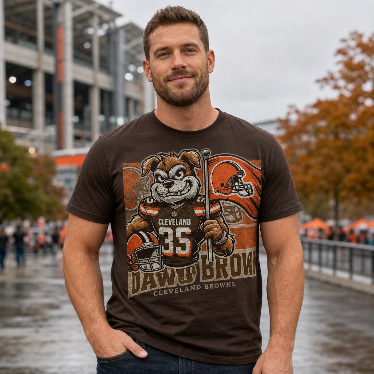 Cleveland Browns Exclusive Retro Dog Pound Football Flag Artwork Shirt
