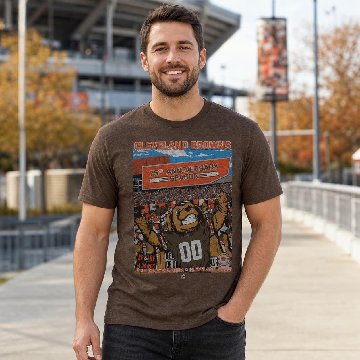 Cleveland Browns Exclusive Retro Football 75th Anniversary Artwork Shirt