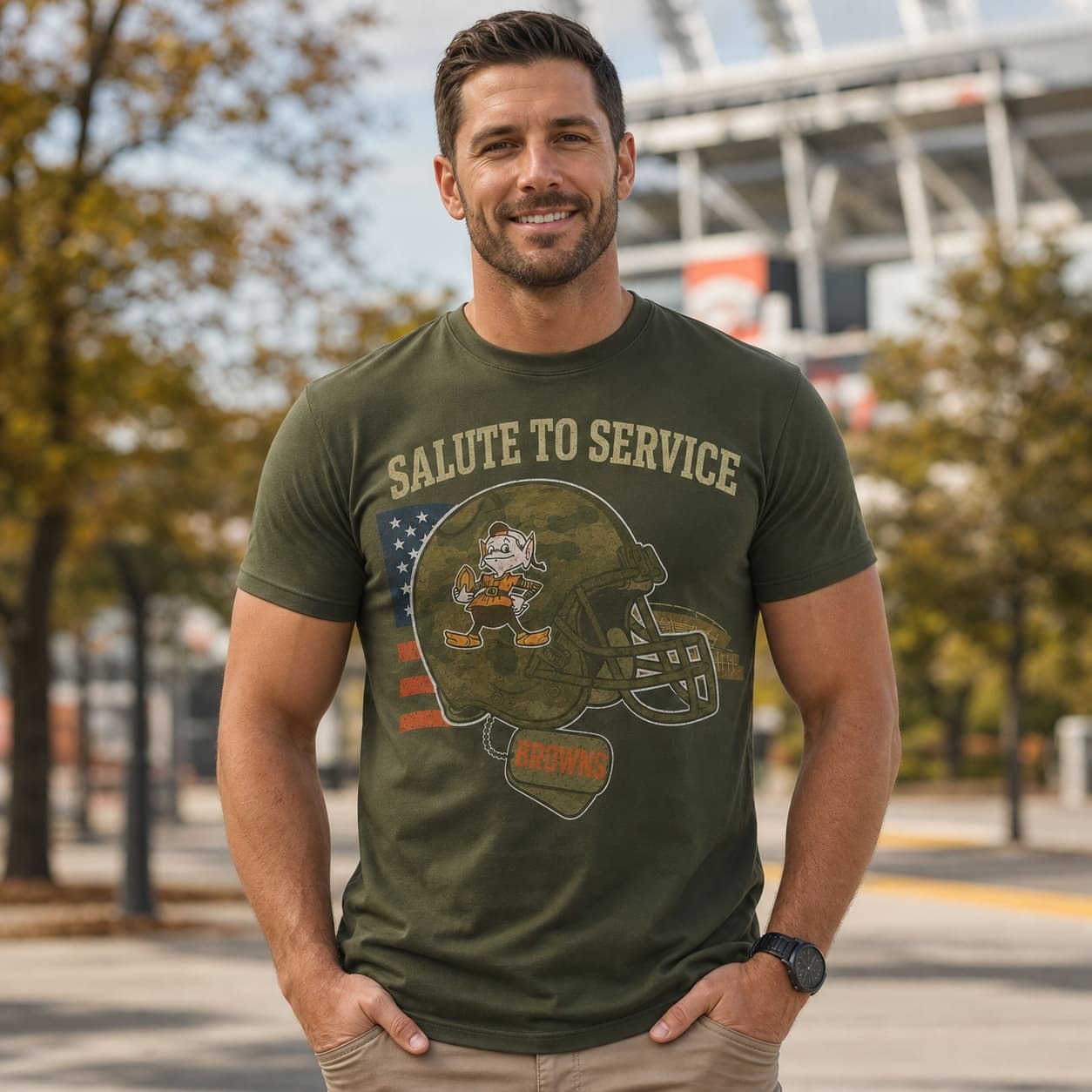 Cleveland Browns Exclusive Retro Football Service Salute Artwork Shirt