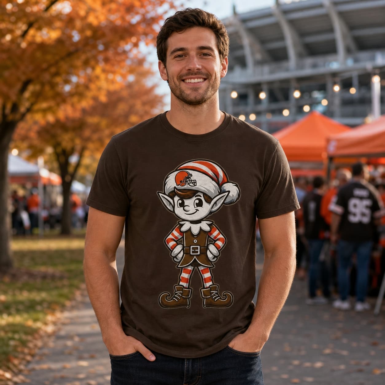 Cleveland Browns Holiday Exclusive Retro Football Brownie the Elf Artwork Shirt