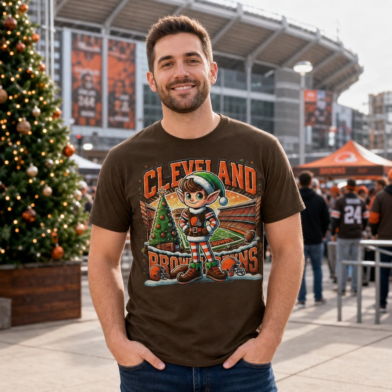 Cleveland Browns Holiday Stadium Exclusive Retro Football Artwork Shirt