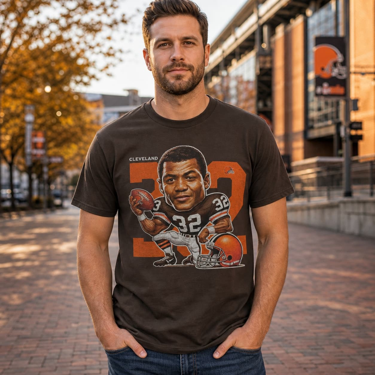 Cleveland Browns Jim Brown Exclusive Retro Football 1961 Artwork Shirt