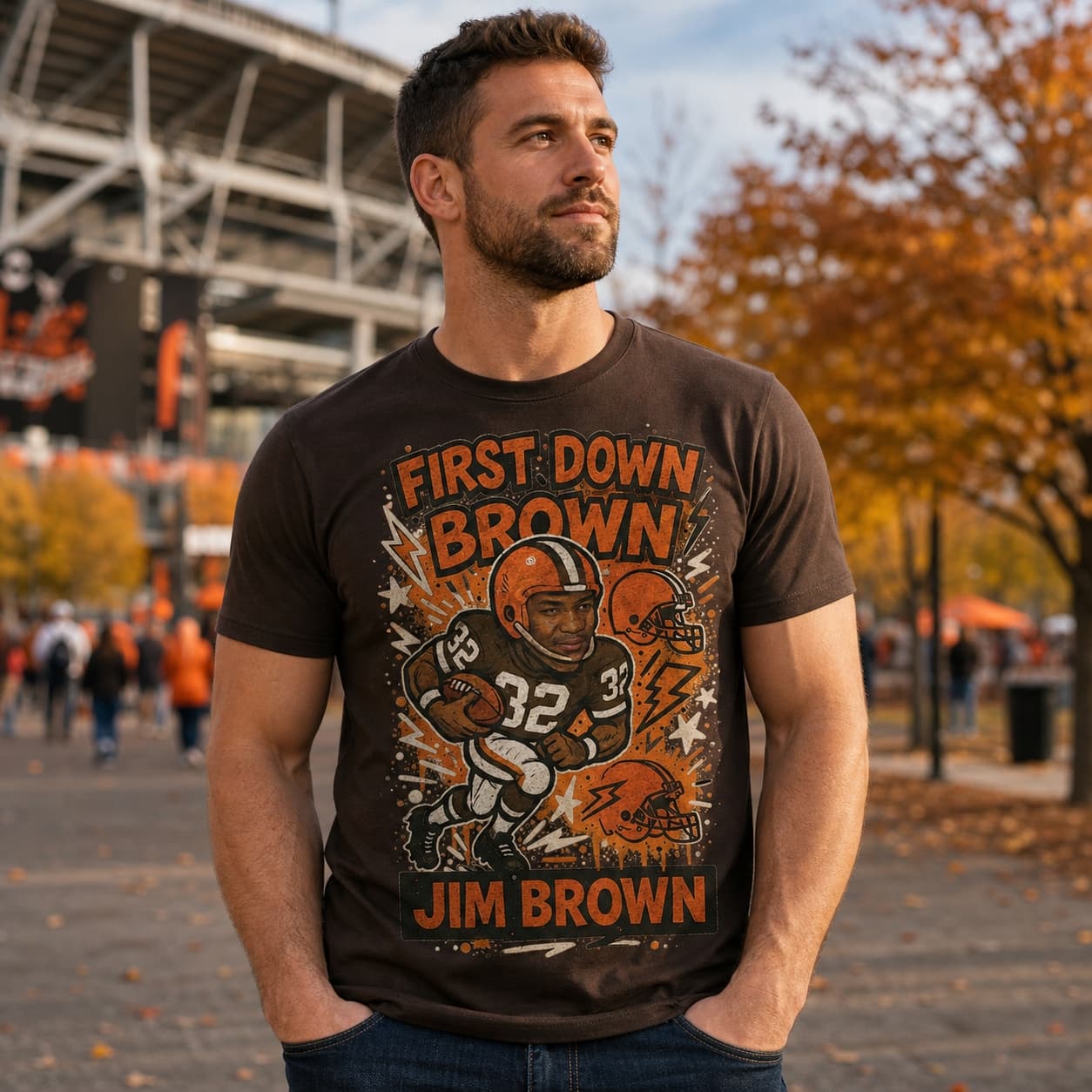Cleveland Browns Jim Brown Exclusive Retro Football Graffiti Artwork Shirt