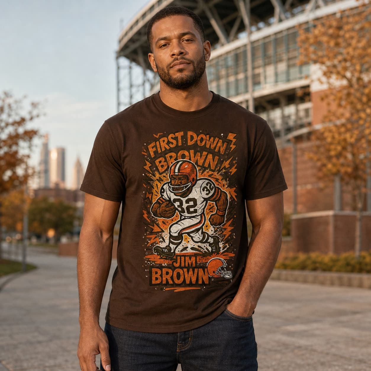 Cleveland Browns Jim Brown First Down Exclusive Retro Football Graffiti Artwork Shirt