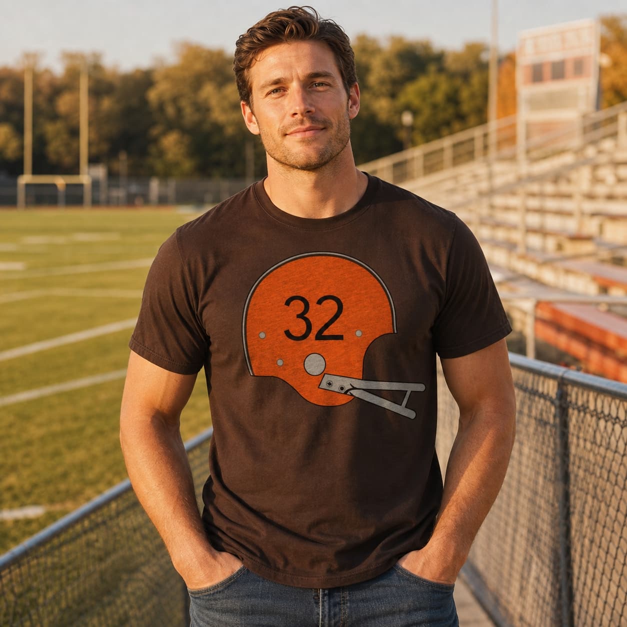 Cleveland Browns NFL Retro Jim Brown’s Number #32 Football Helmet 1960 Artwork Shirt